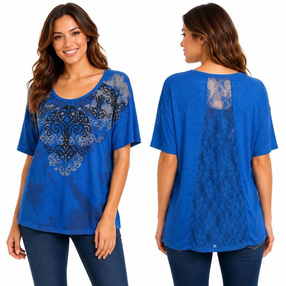 Maurices Large Blue Burnout T-Shirt